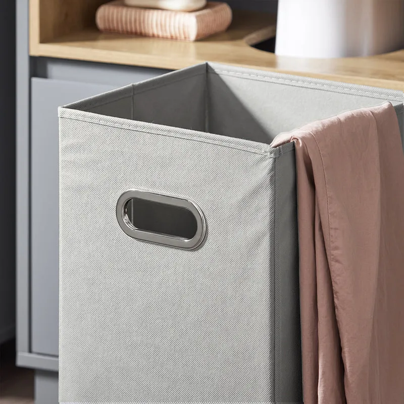 SoBuy BZR146-DG Armario de Suelo para Baño con 2estante y 1 Cesto para Ropa Sucia