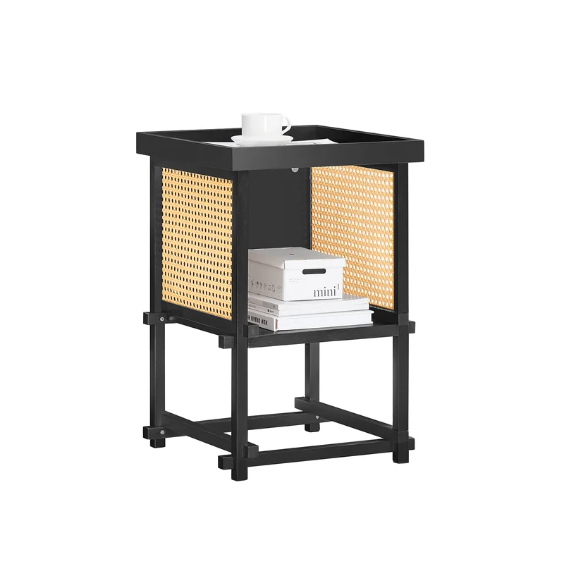 SoBuy HFBT03-SCH Mesa Auxiliar con Juntas de Espiga Negro
