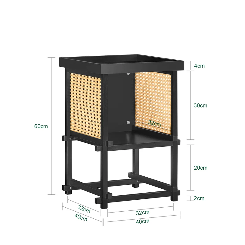 SoBuy HFBT03-SCH Mesa Auxiliar con Juntas de Espiga Negro