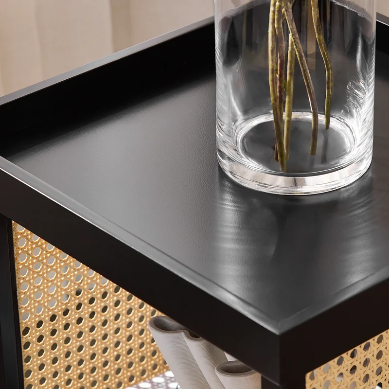 SoBuy HFBT03-SCH Mesa Auxiliar con Juntas de Espiga Negro
