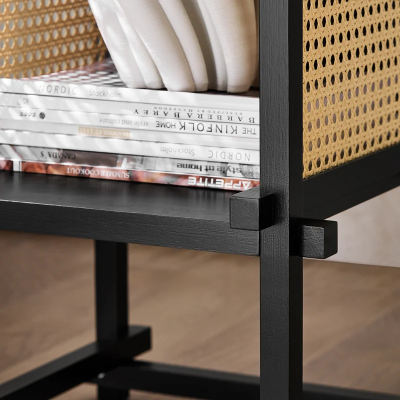 SoBuy HFBT03-SCH Mesa Auxiliar con Juntas de Espiga Negro