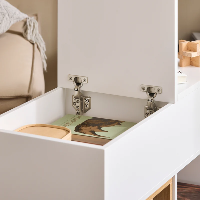 SoBuy FBT134-W Mesa Auxiliar con 1 Cajón y 2 Compartimentos 70 x 30 x 61 cm