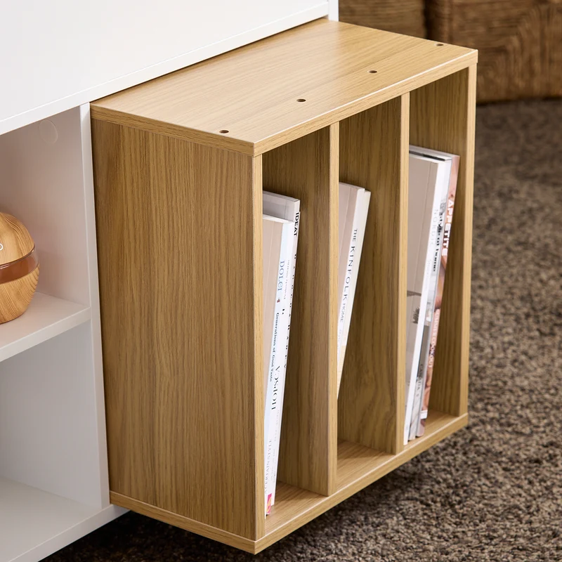 SoBuy FBT134-W Mesa Auxiliar con 1 Cajón y 2 Compartimentos 70 x 30 x 61 cm