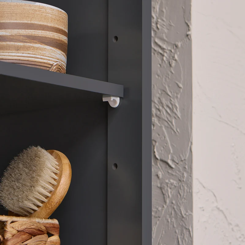 SoBuy BZR124-DG Mueble Columna de Baño con 1 Cesto para Ropa Sucia Gris Oscuro