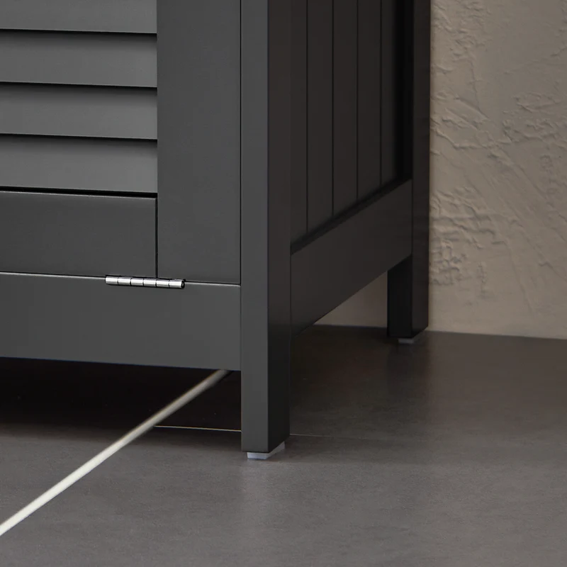 SoBuy BZR124-DG Mueble Columna de Baño con 1 Cesto para Ropa Sucia Gris Oscuro