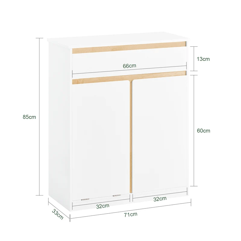 SoBuy BZR79-W Armario de Baño con Cesto para ropa Sucia Blanco