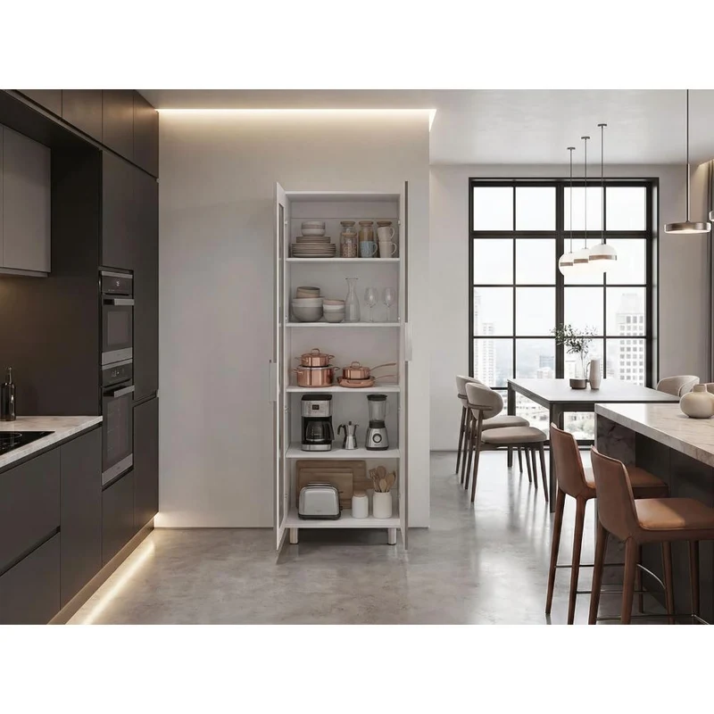 Alacena Diamante, Blanco y Cartagena, Amplios Espacios para Guardar Alimentos y Electrodomésticos