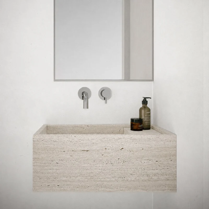 Lavamanos - Chemery - Travertino blanco - 50 cm