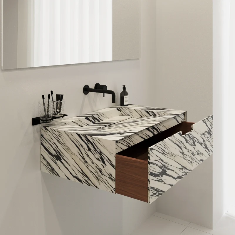 Lavabo mármol calacatta - Loudun - Lavabo simple - 80 cm