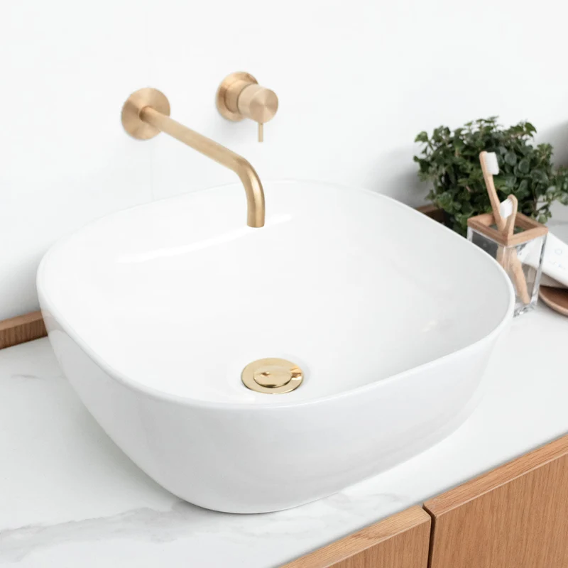 Mueble lavabo Roble - Felix - Cerámica blanca Alexis 5 - (154cm)