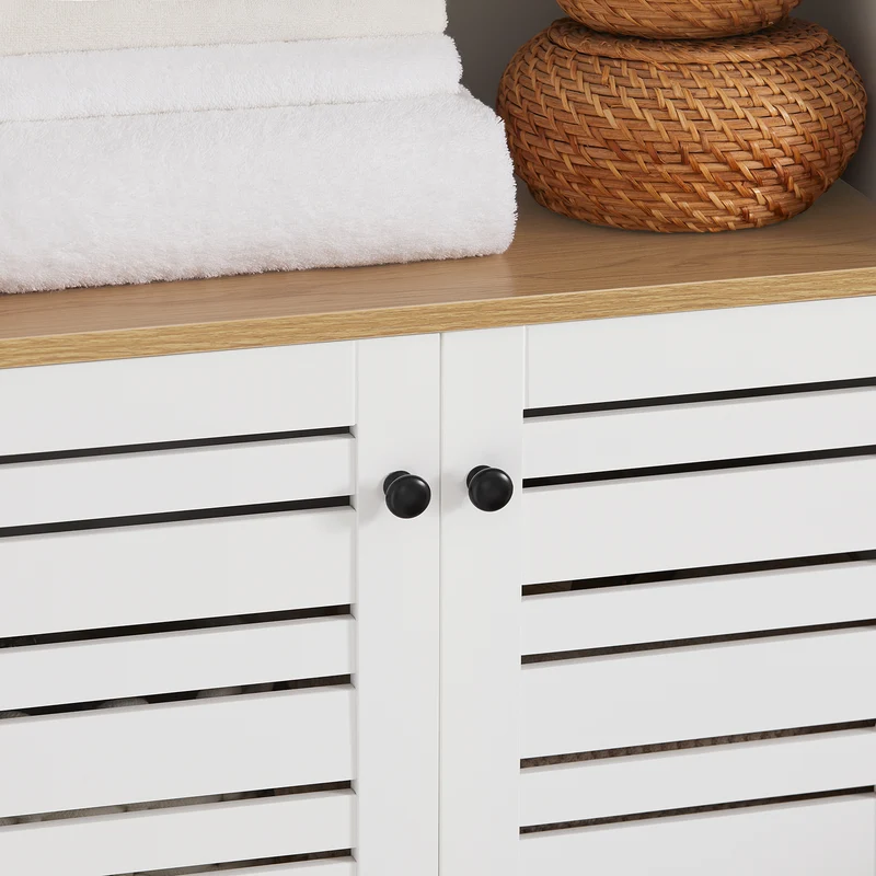 SoBuy BZR44-W Mueble Columna de Baño con 5 Estantes y 2 Puertas Blanco