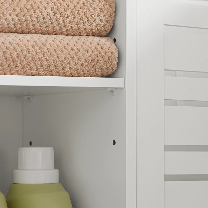SoBuy BZR44-W Mueble Columna de Baño con 5 Estantes y 2 Puertas Blanco