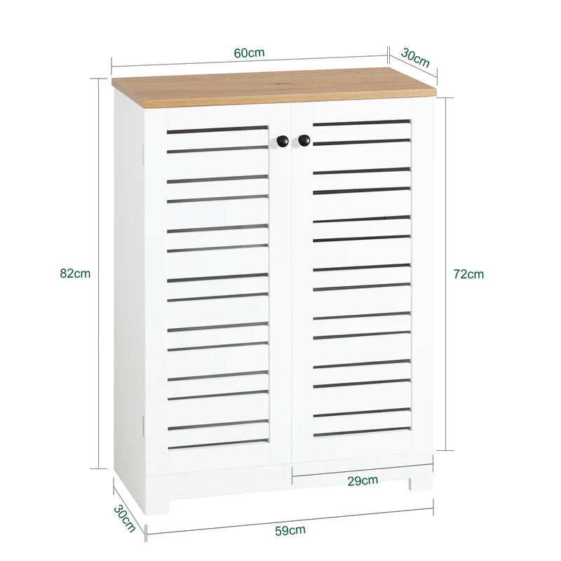 SoBuy BZR41-W Mueble Auxiliar para Baño con 2 Estantes y 2 Puertas Blanco