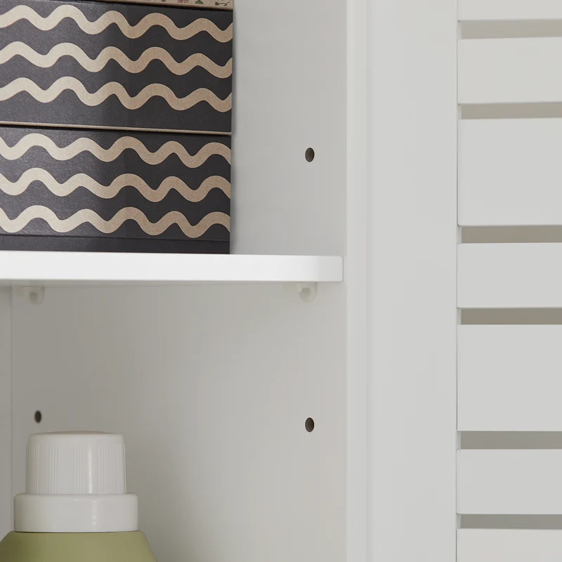 SoBuy BZR41-W Mueble Auxiliar para Baño con 2 Estantes y 2 Puertas Blanco