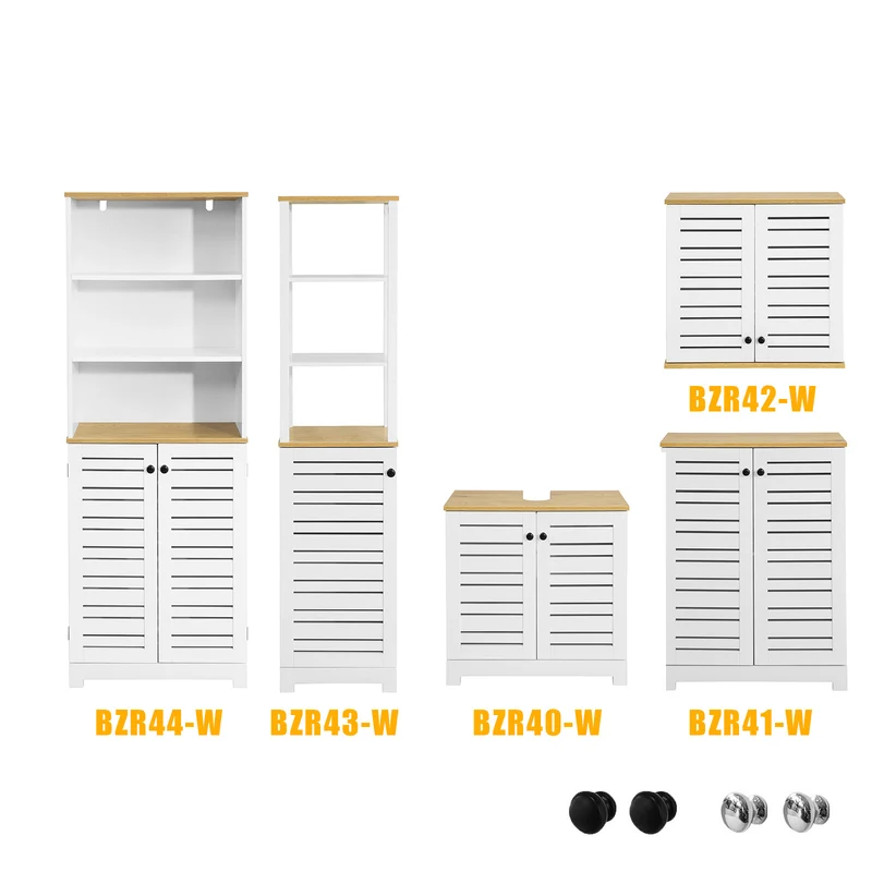SoBuy BZR41-W Mueble Auxiliar para Baño con 2 Estantes y 2 Puertas Blanco