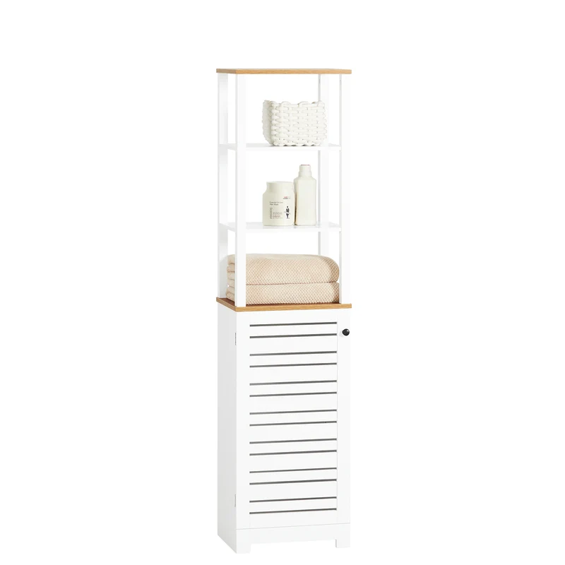 SoBuy BZR43-W Armario Baño Alta con 5 Estantes Blanco