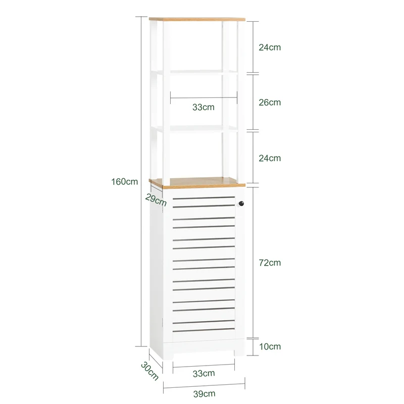 SoBuy BZR43-W Armario Baño Alta con 5 Estantes Blanco