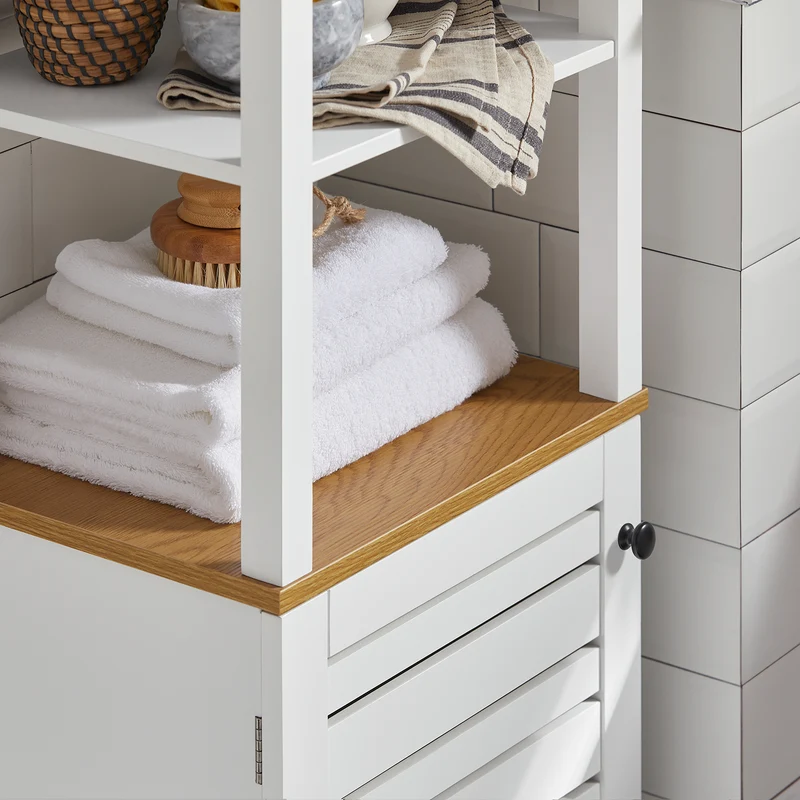 SoBuy BZR43-W Armario Baño Alta con 5 Estantes Blanco
