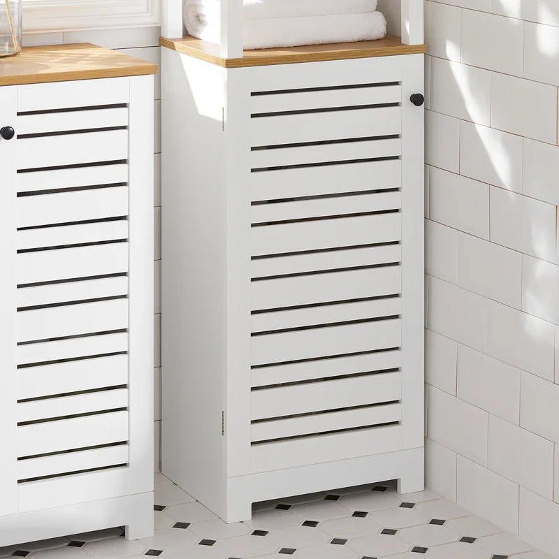 SoBuy BZR43-W Armario Baño Alta con 5 Estantes Blanco