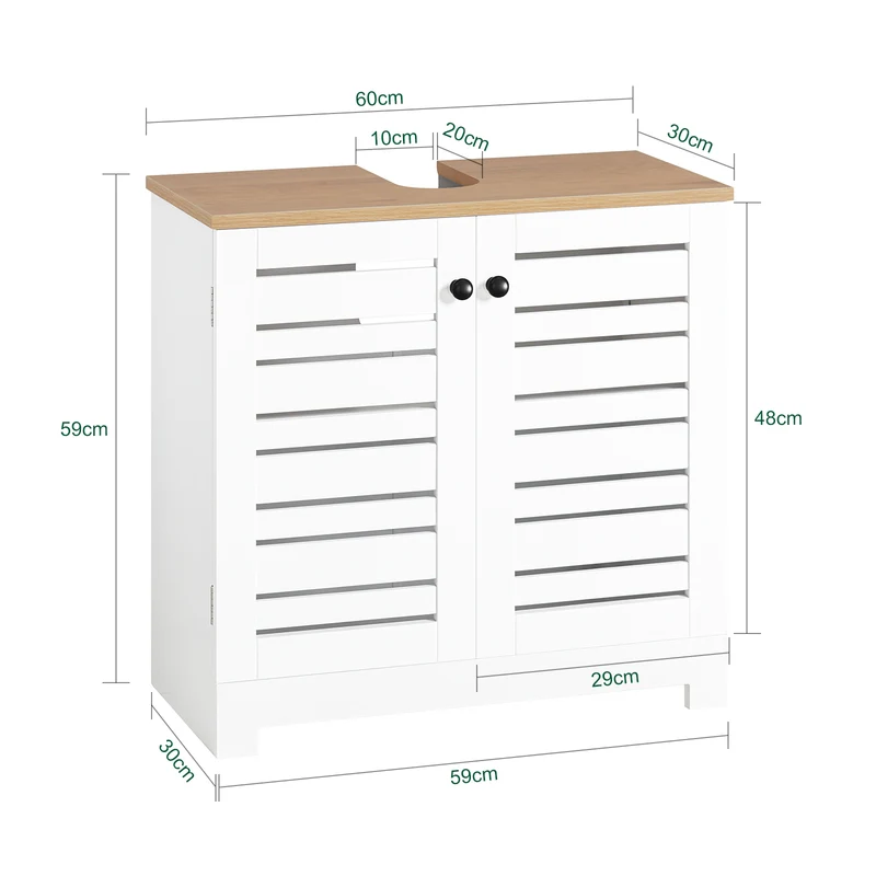 SoBuy BZR40-W Armario Lavabo con 2 Estantes y 2 Puertas