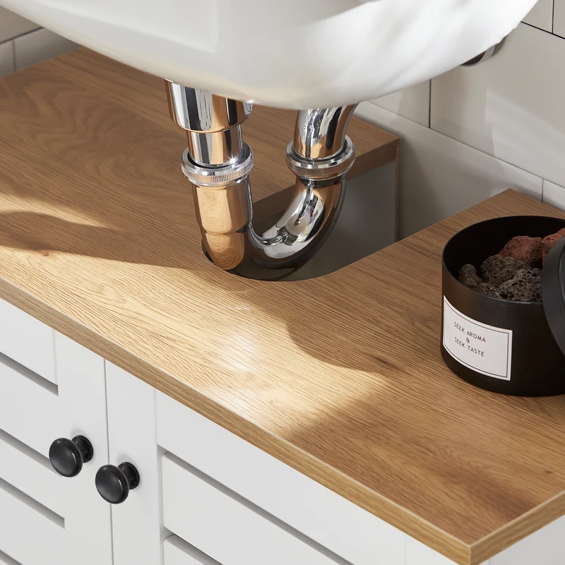 SoBuy BZR40-W Armario Lavabo con 2 Estantes y 2 Puertas
