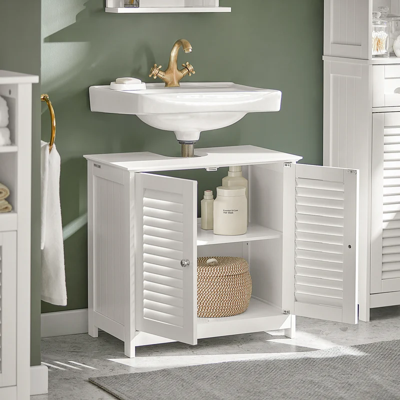 SoBuy FRG237-W Armario de Baño 2 puertas y 2 estantes Blanco
