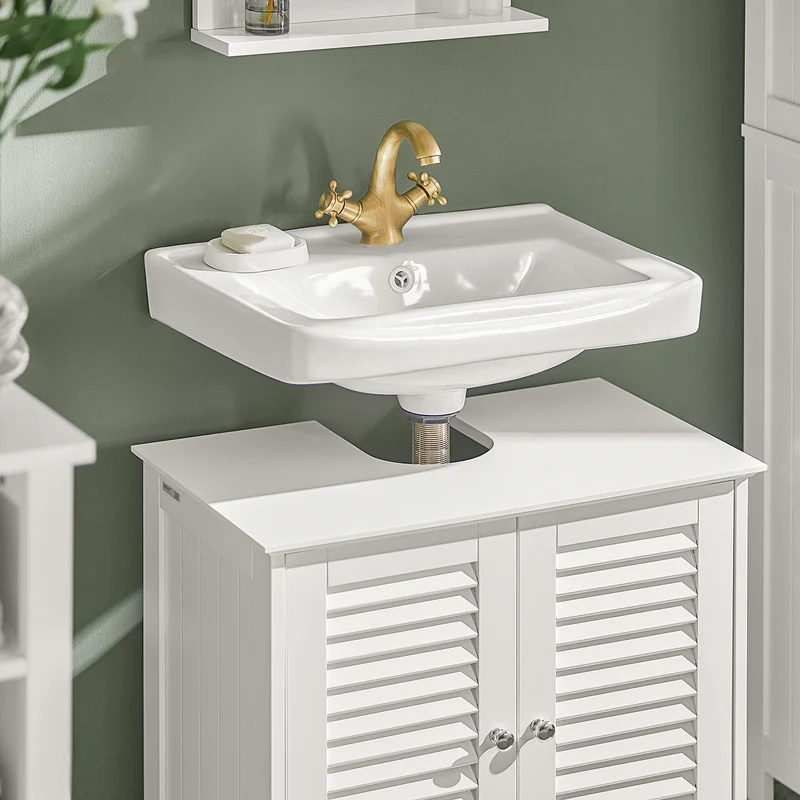 SoBuy FRG237-W Armario de Baño 2 puertas y 2 estantes Blanco