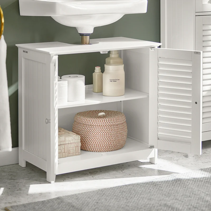 SoBuy FRG237-W Armario de Baño 2 puertas y 2 estantes Blanco