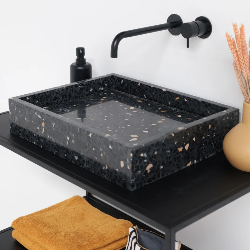 Terrazo George Negro - Con placa base