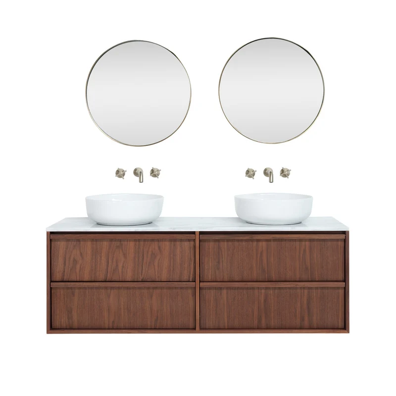 Mueble de baño Nogal - Alexis II - Mármol Blanco - Fien (150cm)