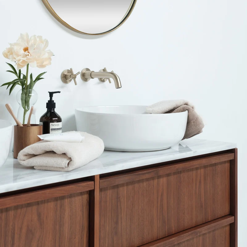 Mueble de baño Nogal - Alexis II - Mármol Blanco - Fien (150cm)
