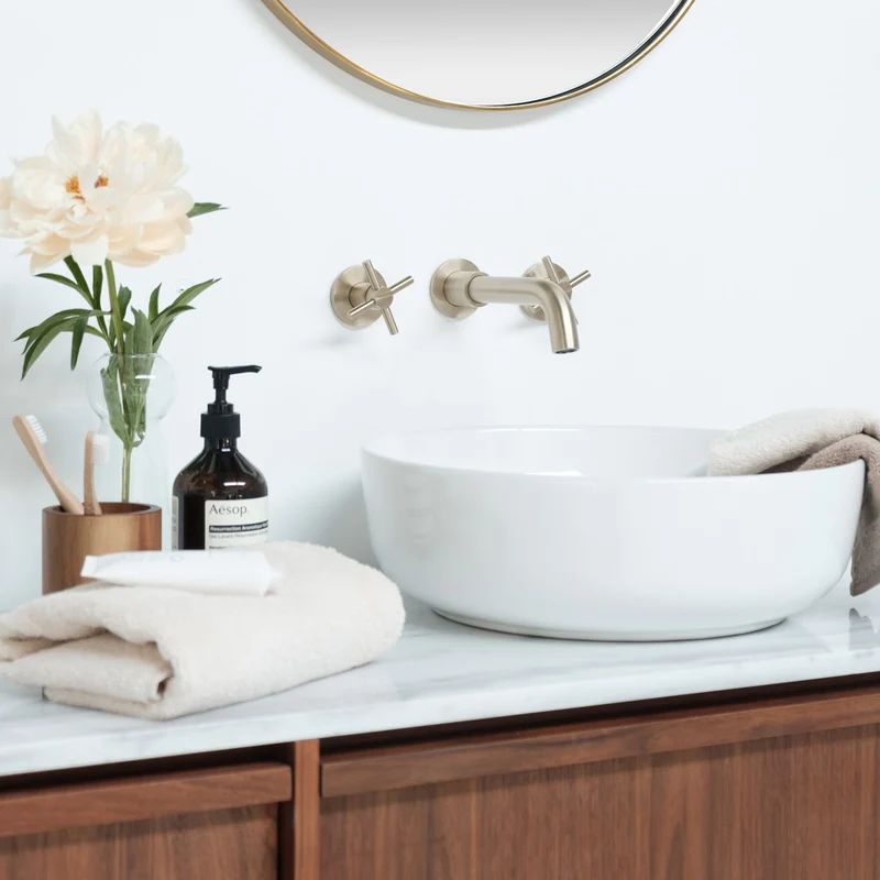 Mueble de baño Nogal - Alexis II - Mármol Blanco - Fien (150cm)
