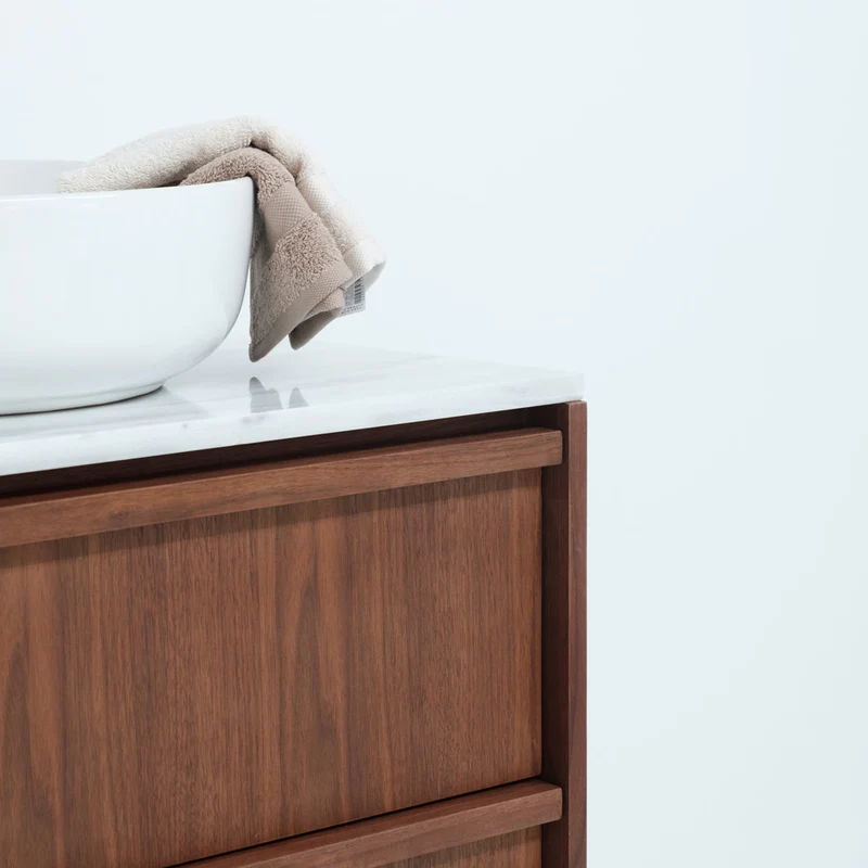 Mueble de baño Nogal - Alexis II - Mármol Blanco - Fien (150cm)