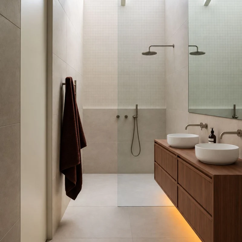 Conjunto de mueble de baño de nuez 150 cm - Lavabo de porcelana Alexis II - Fien