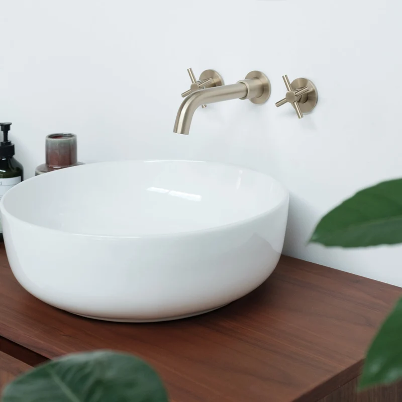 Conjunto de mueble de baño de nuez 150 cm - Lavabo de porcelana Alexis II - Fien