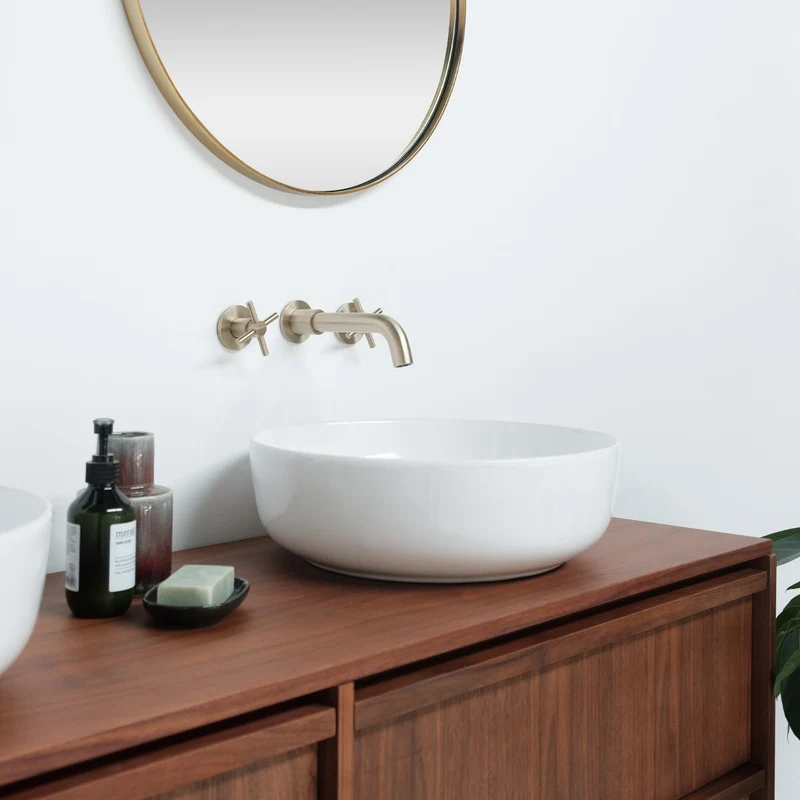 Conjunto de mueble de baño de nuez 150 cm - Lavabo de porcelana Alexis II - Fien