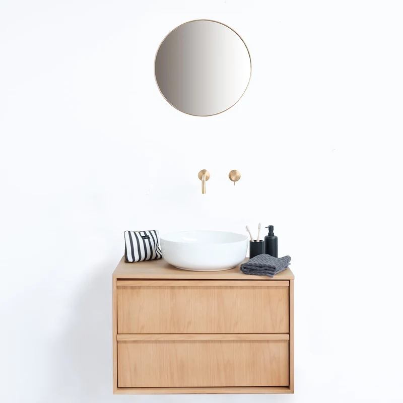 Mueble de baño de madera de roble 80 cm - Fien - Lavabos Alexis II