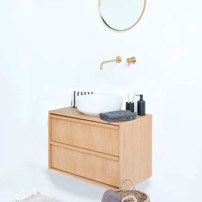 Mueble de baño de madera de roble 80 cm - Fien - Lavabos Alexis II