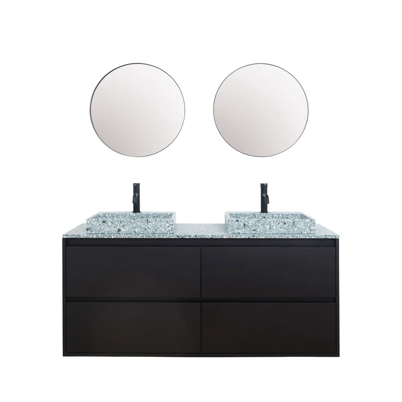 Mueble lavabo Terrazo Verde - Roble Negro - ANN (150 cm)