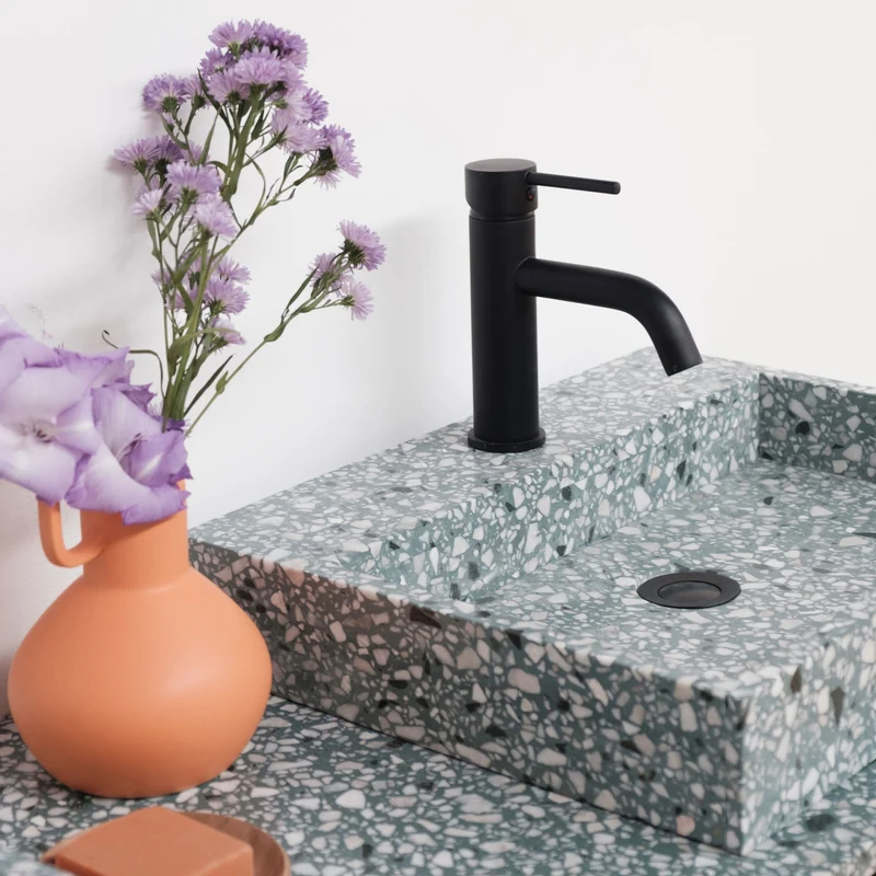 Mueble lavabo Terrazo Verde - Roble Negro - ANN (150 cm)