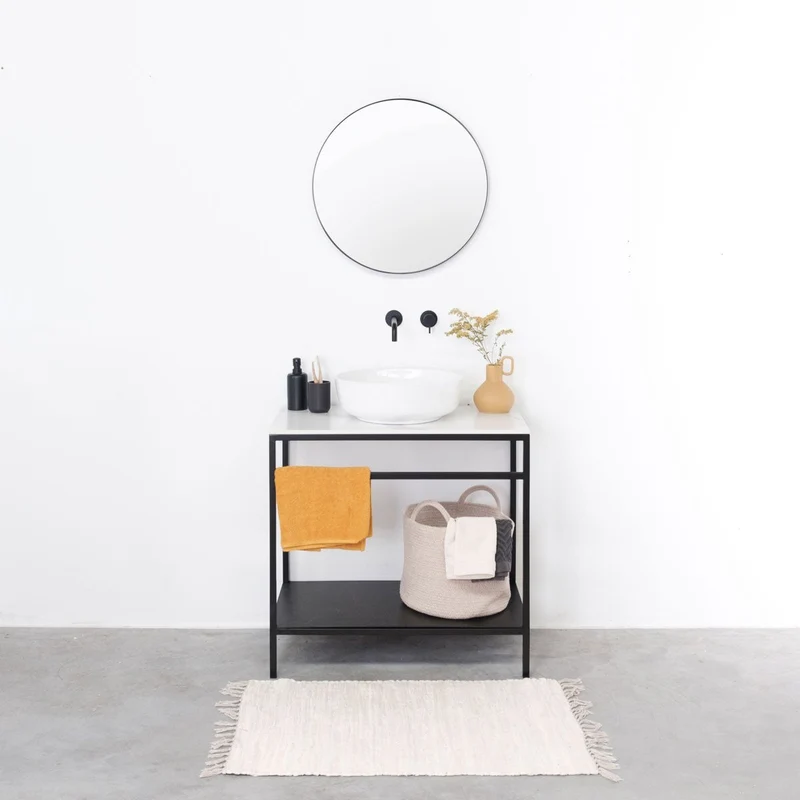 Mueble lavabo Industrial - Jules negro - Cerámica blanca - Alexis II - (80 cm)