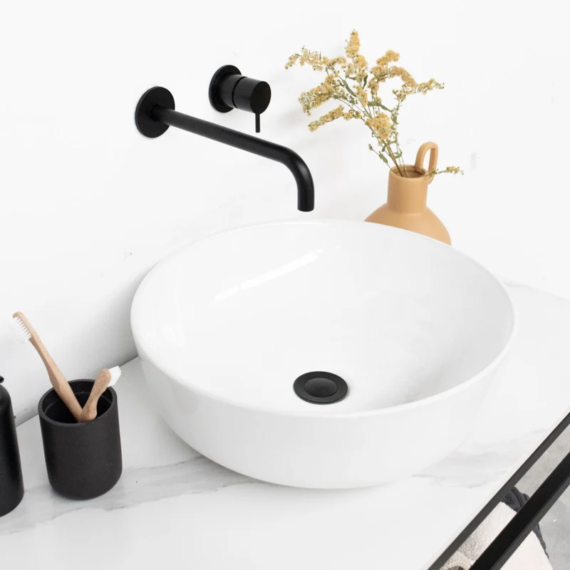Mueble lavabo Industrial - Jules negro - Cerámica blanca - Alexis II - (80 cm)