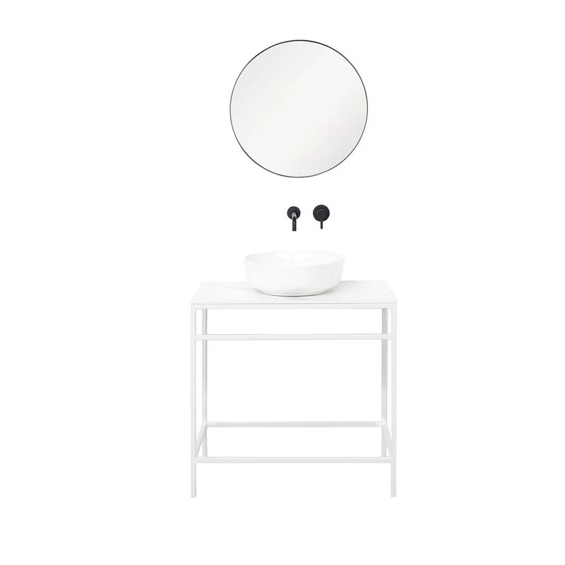 Mueble lavabo industrial - Jules - Cerámica blanca Alexis 2 - (80 cm)