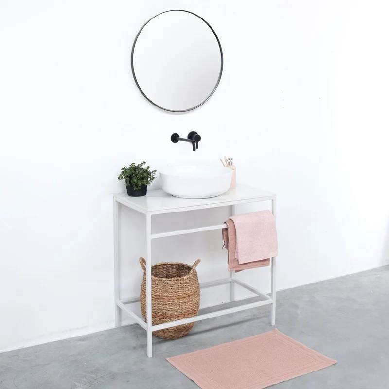 Mueble lavabo industrial - Jules - Cerámica blanca Alexis 2 - (80 cm)