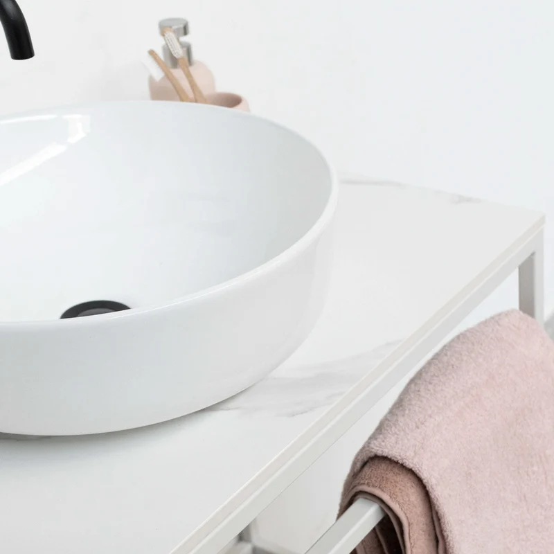 Mueble lavabo industrial - Jules - Cerámica blanca Alexis 2 - (80 cm)
