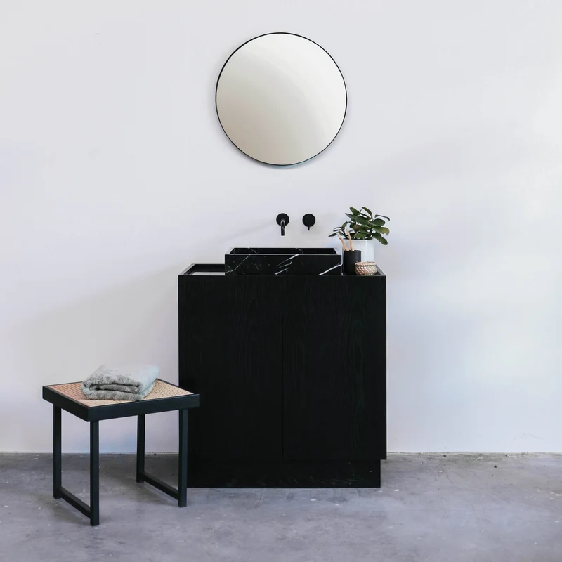Mueble lavabo - Lavabo Mármol negro - Roble negro - (84 cm) - Felix