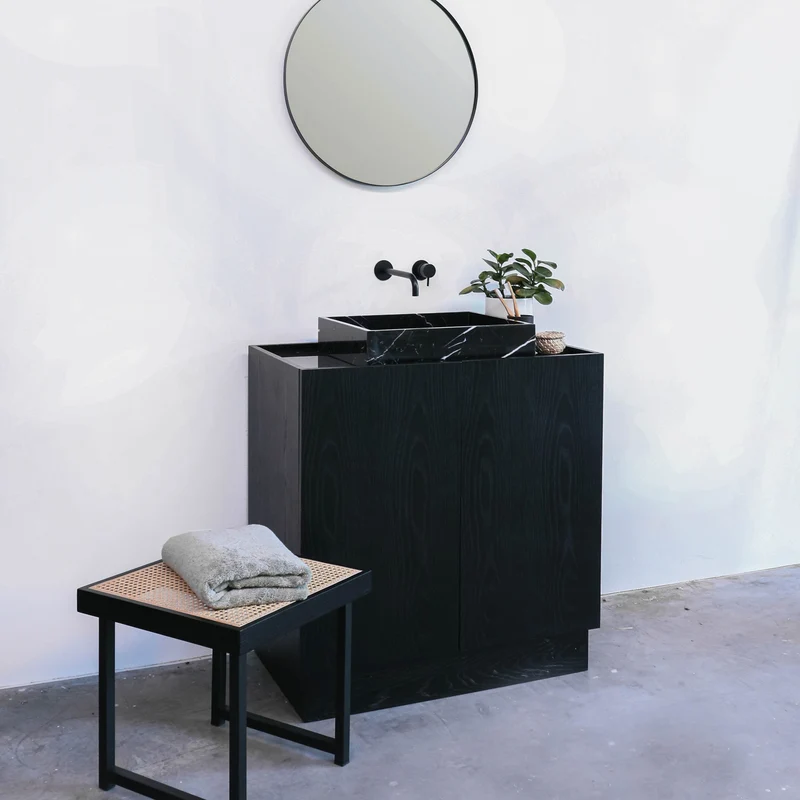 Mueble lavabo - Lavabo Mármol negro - Roble negro - (84 cm) - Felix