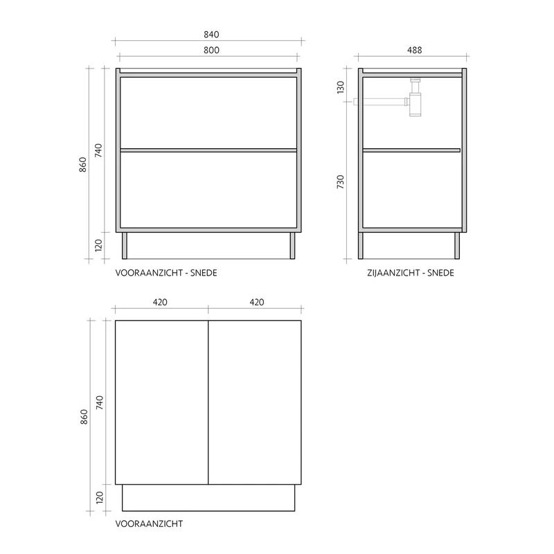 Mueble lavabo - Lavabo Mármol negro - Roble negro - (84 cm) - Felix