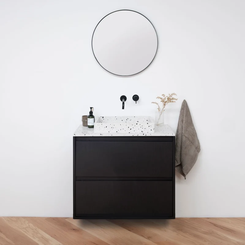 Mueble de baño de terrazo - Lavabo George - Roble negro - (80 cm) - ANN