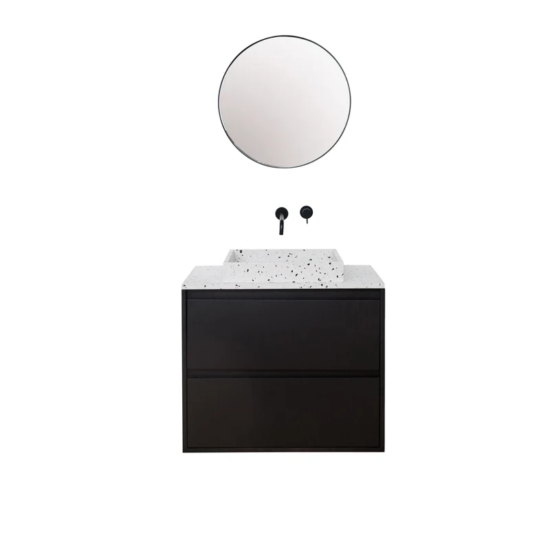 Mueble de baño de terrazo - Lavabo George - Roble negro - (80 cm) - ANN